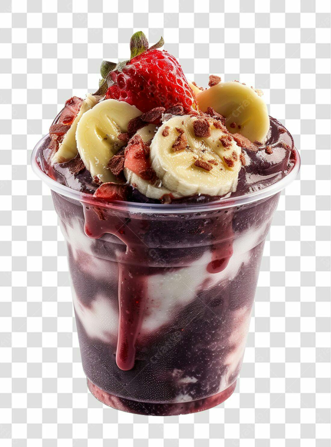 Imagem Açaí com Banana e Morango PNG com fundo transparente