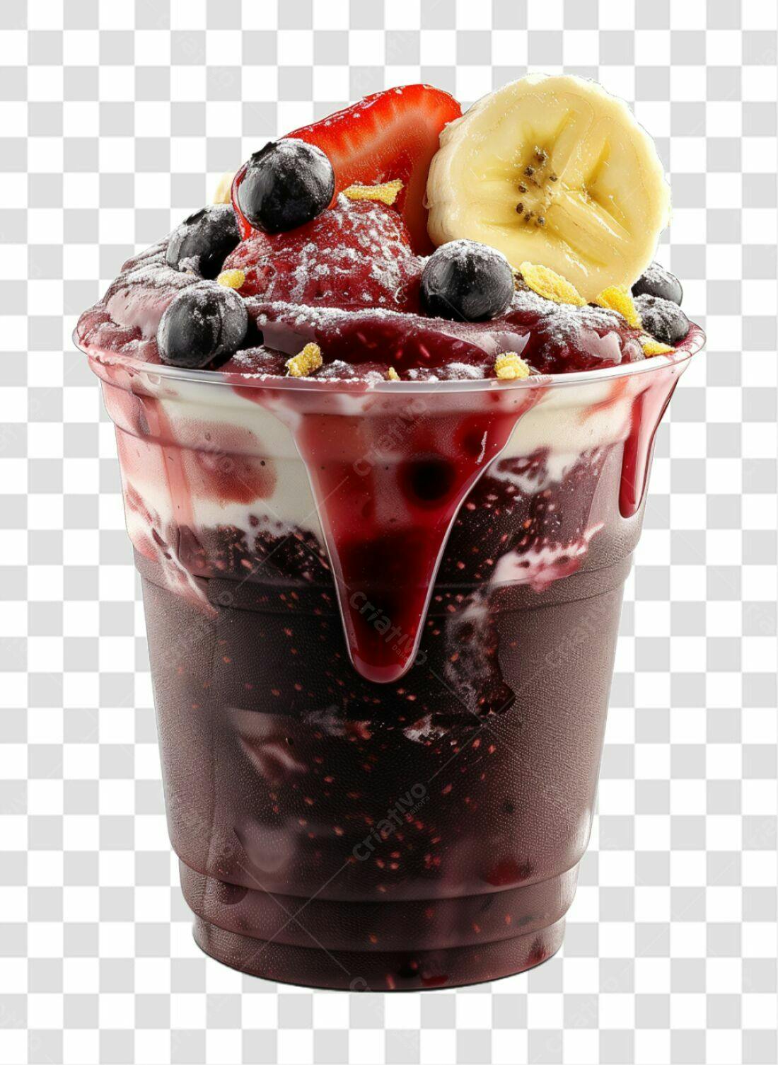 Imagem PNG Açaí com frutas vermelhas fundo transparente