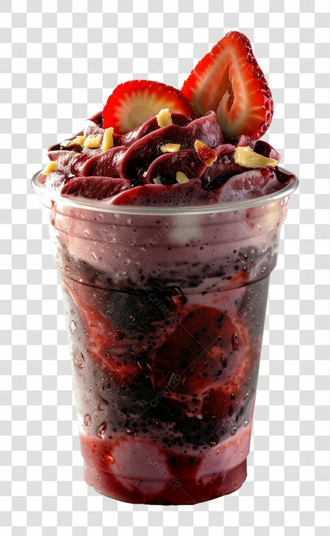 Imagem Açaí com morango PNG com fundo transparente
