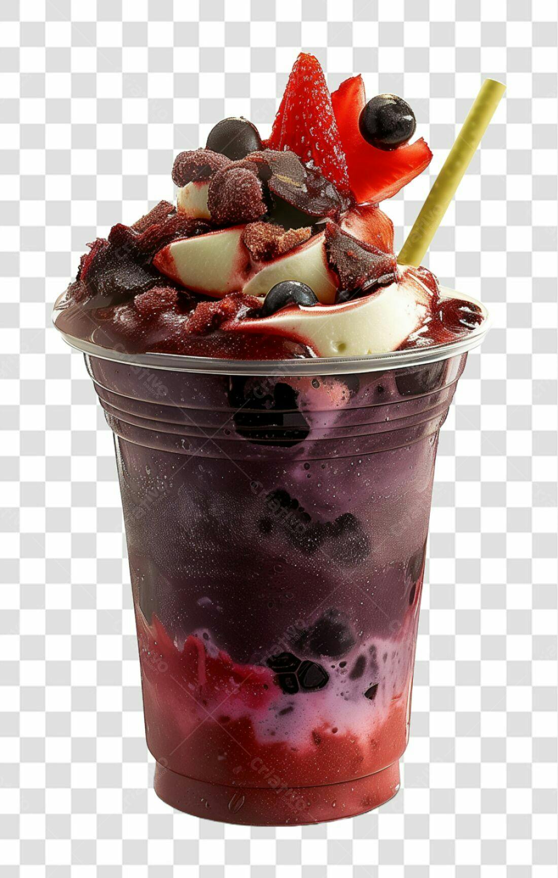Icone Açaí com Morango e Mirtilo PNG com fundo transparente