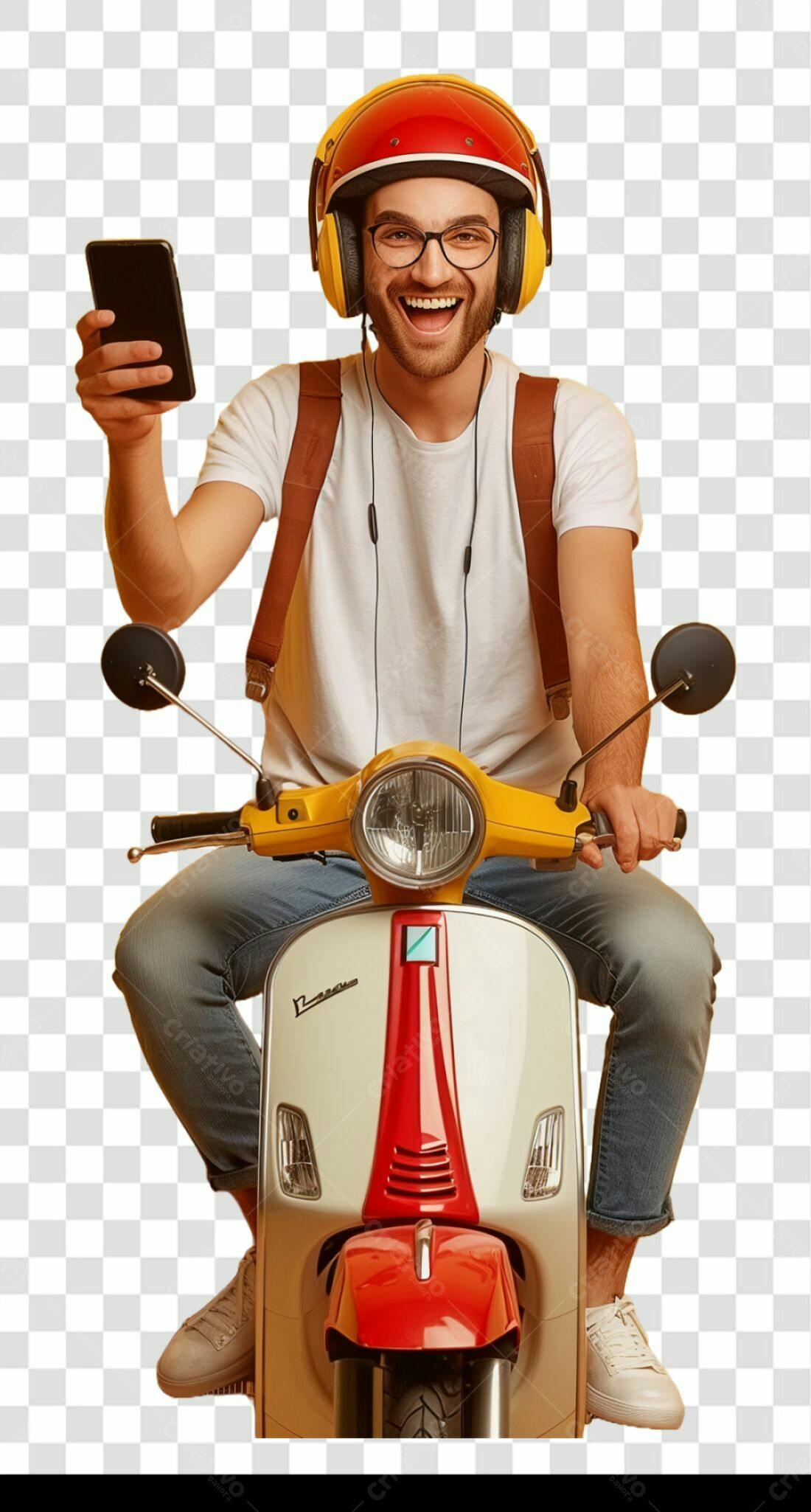 Icone Motociclista com Celular PNG com fundo transparente