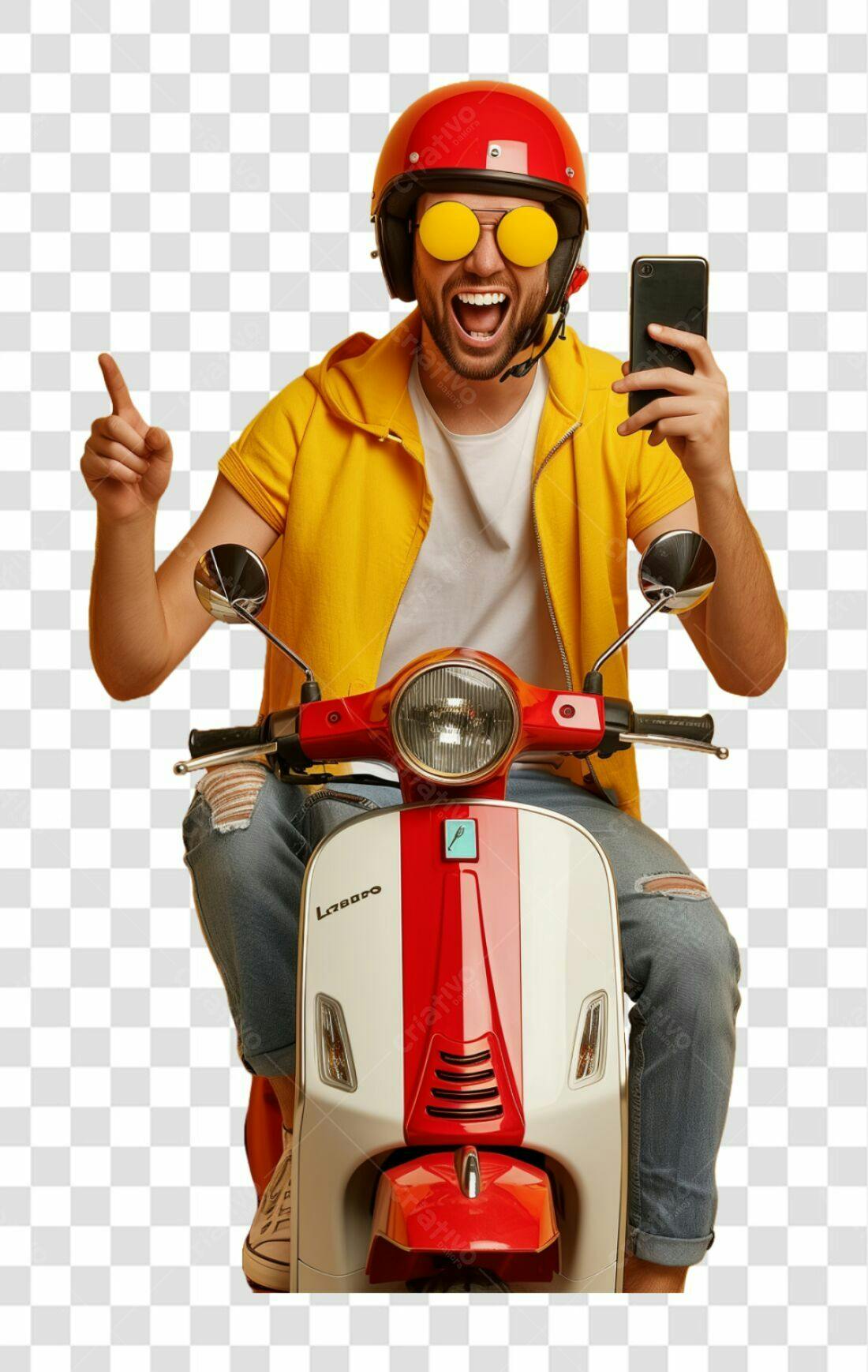 Imagem PNG com fundo transparente Motociclista Alegre