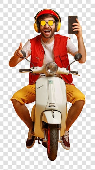 Entregador, delivery, homem sentado em uma motocicleta
