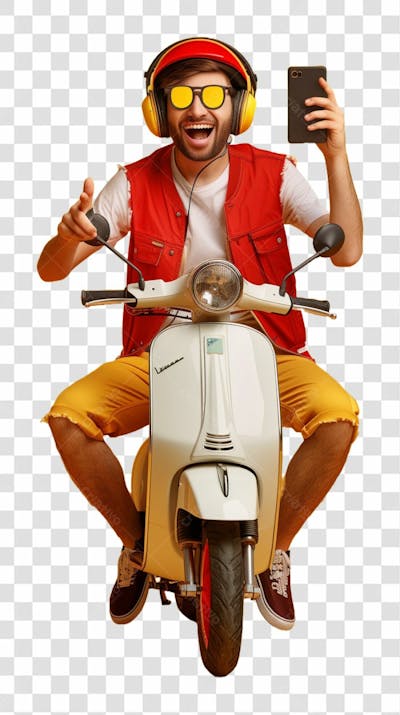 Entregador, Delivery, Homem Sentado Em Uma Motocicleta