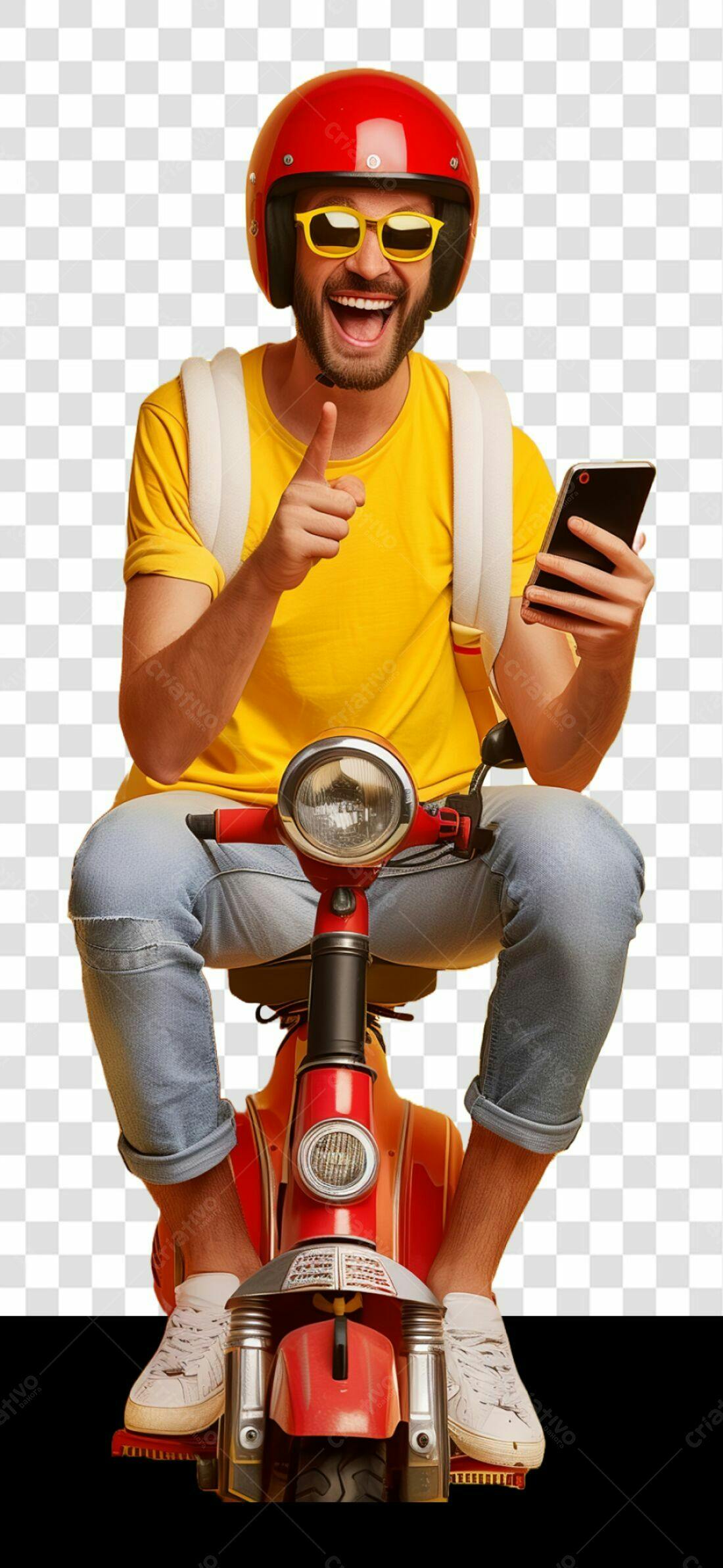 Imagem PNG com fundo transparente Motociclista Alegre