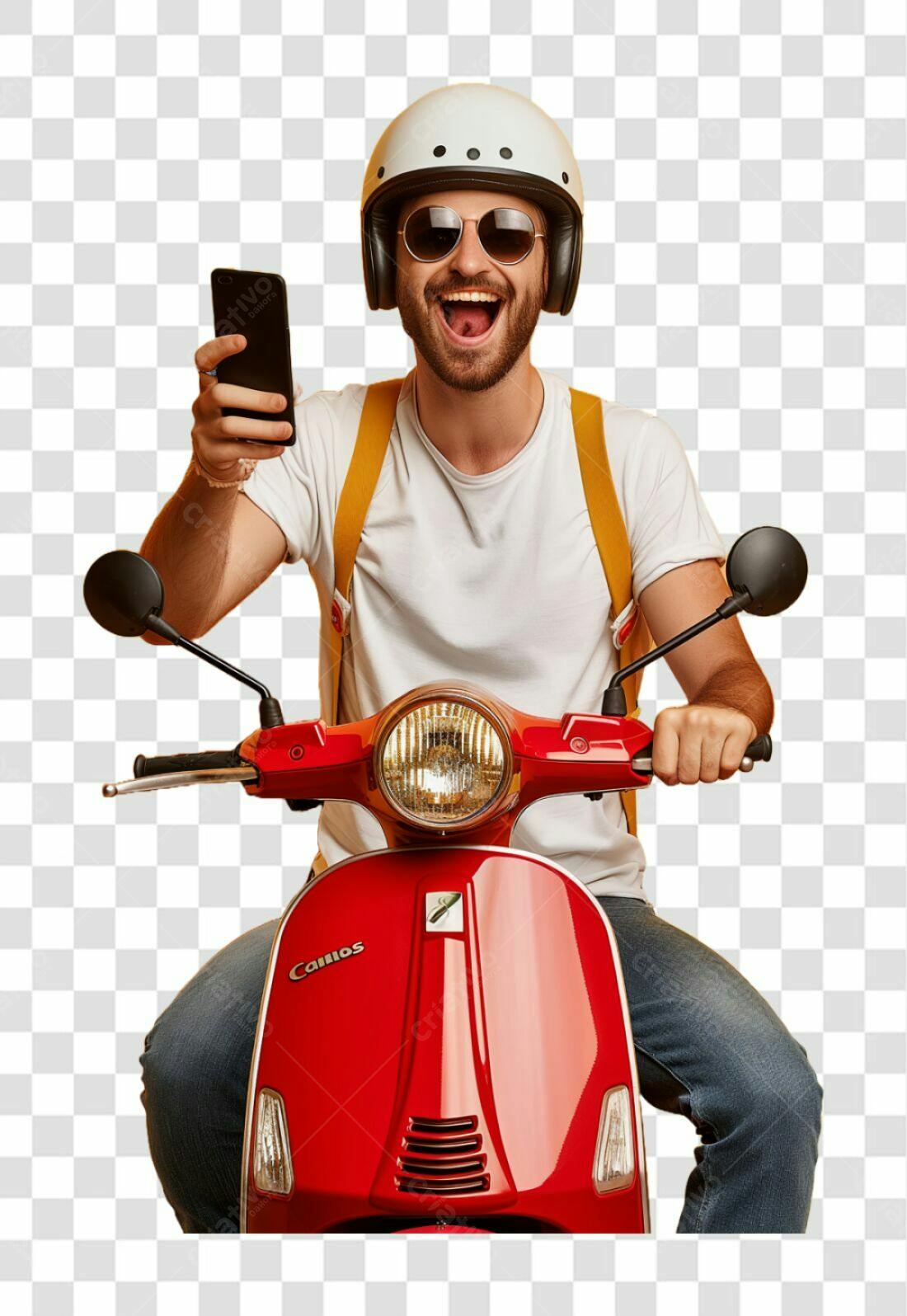 Imagem PNG com fundo transparente Motociclista Alegre