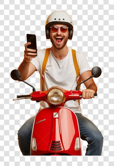 Entregador, Delivery, Homem Sentado Em Uma Motocicleta