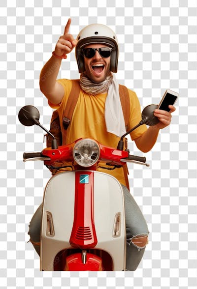 Entregador, Delivery, Homem Sentado Em Uma Motocicleta