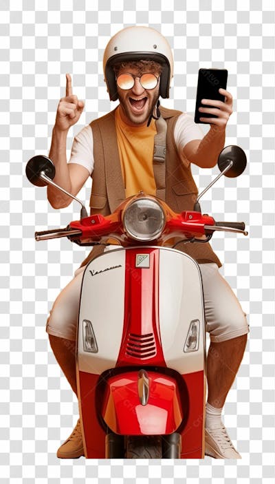 Entregador, Delivery, Homem Sentado Em Uma Motocicleta