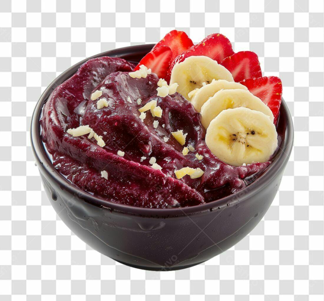 Imagem Açaí com Banana e Morango PNG com fundo transparente