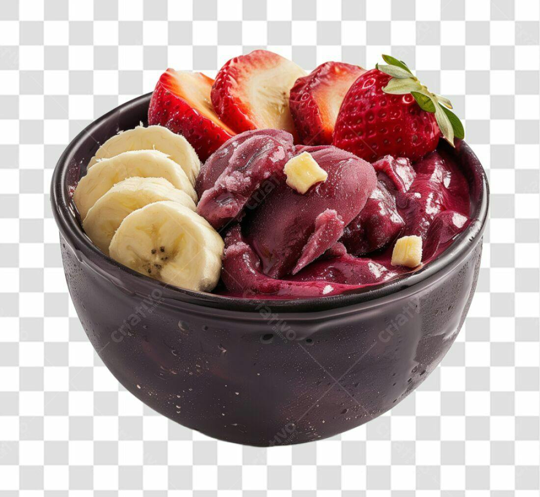 Imagem Açaí com Banana e Morango PNG com fundo transparente