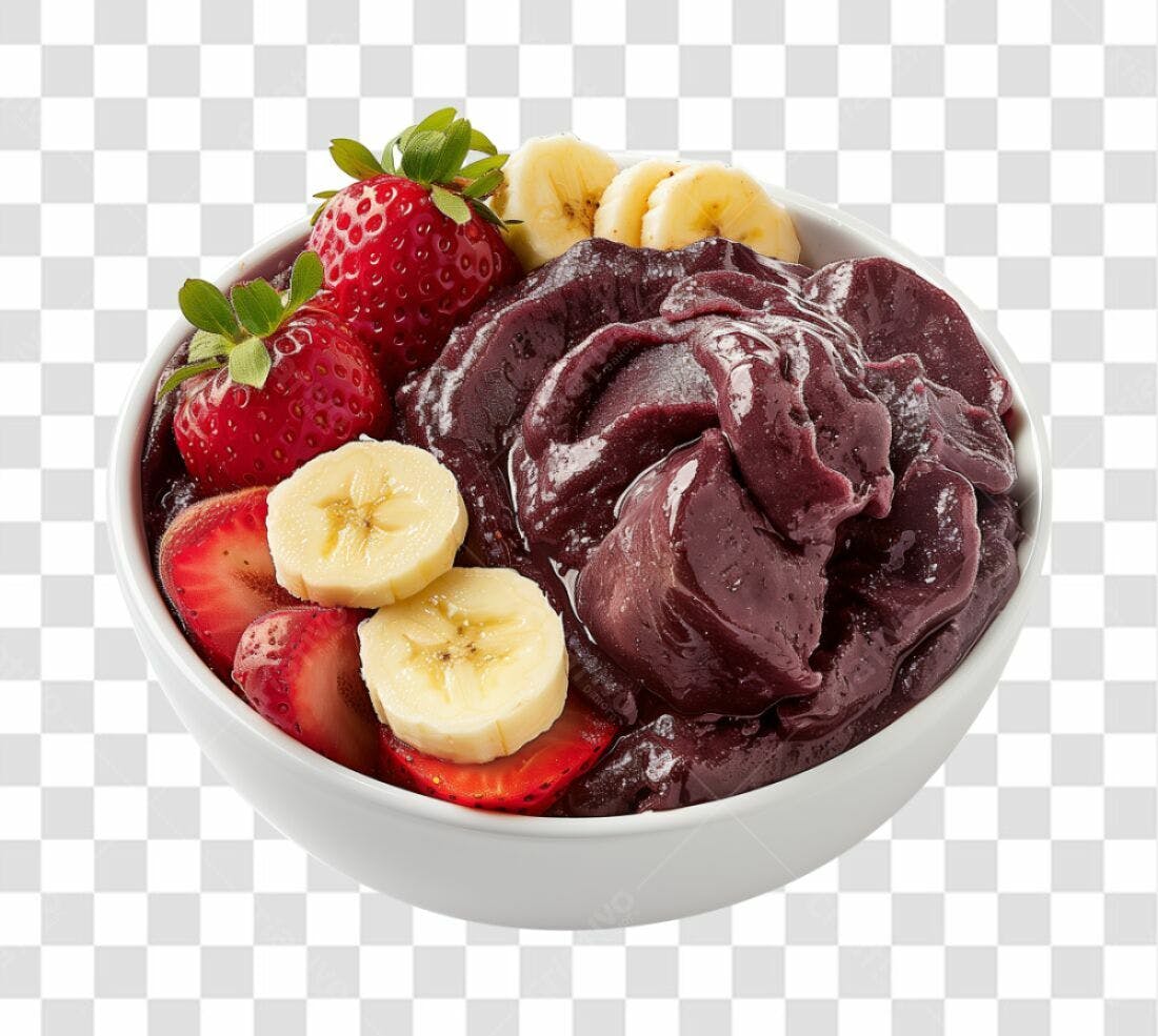 Imagem Açaí com Morango e Banana PNG com fundo transparente