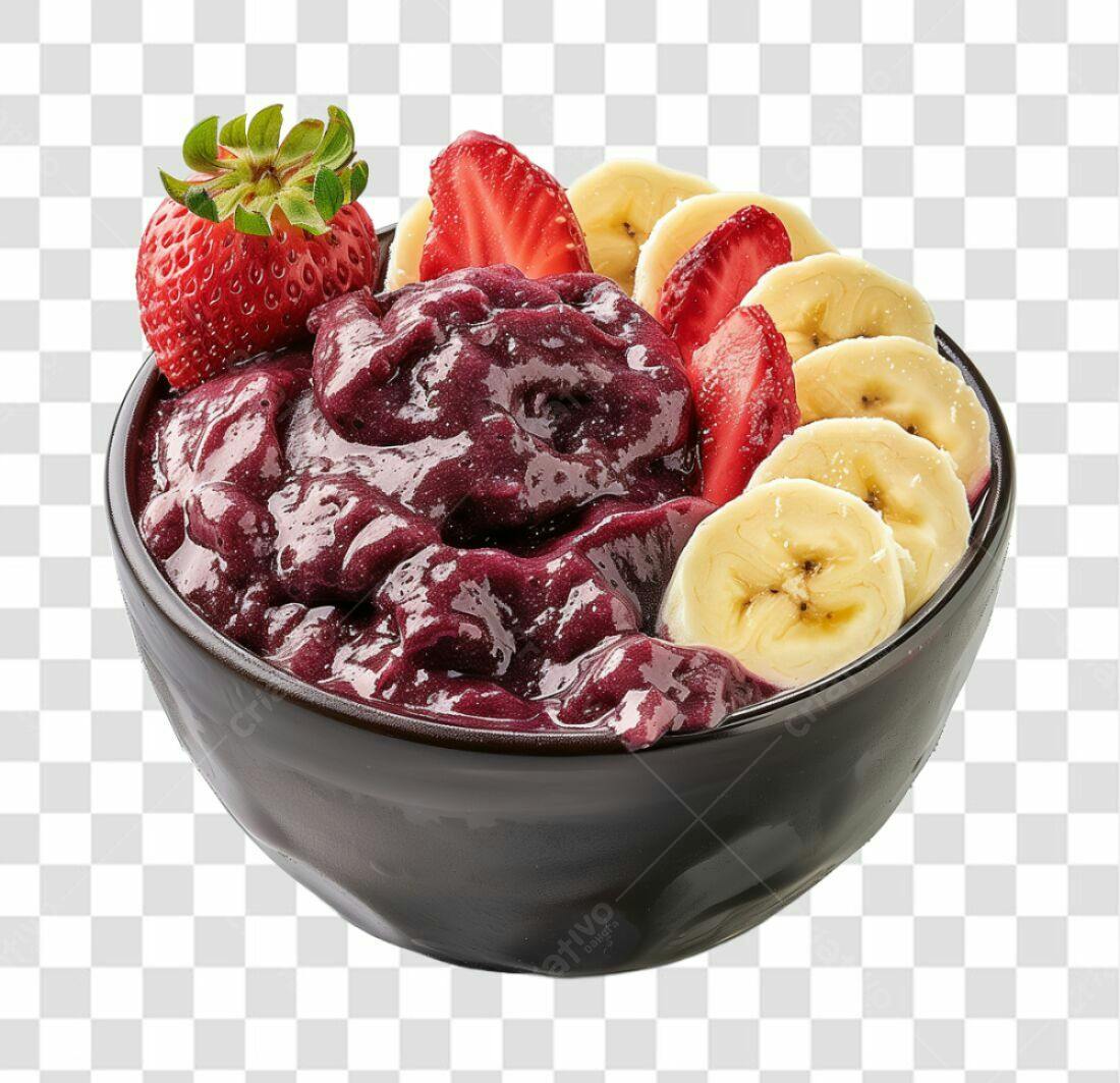 Imagem Açaí com Morango e Banana PNG com fundo transparente