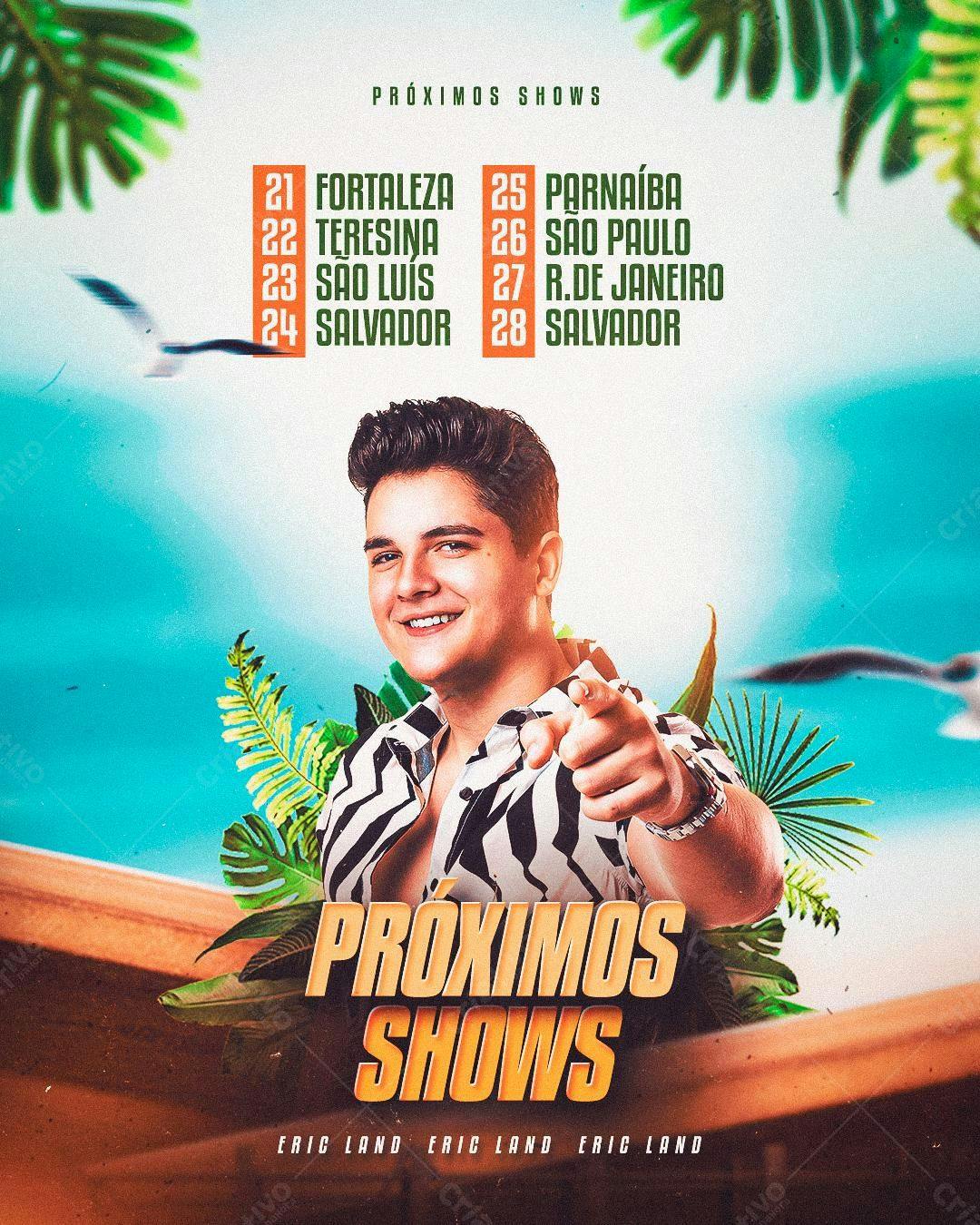Flyer para Shows Eric Land PSD Editável