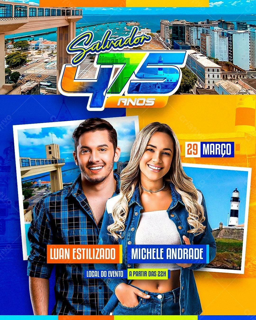 Flyer para Festa de 475 anos de Salvador PSD Editável