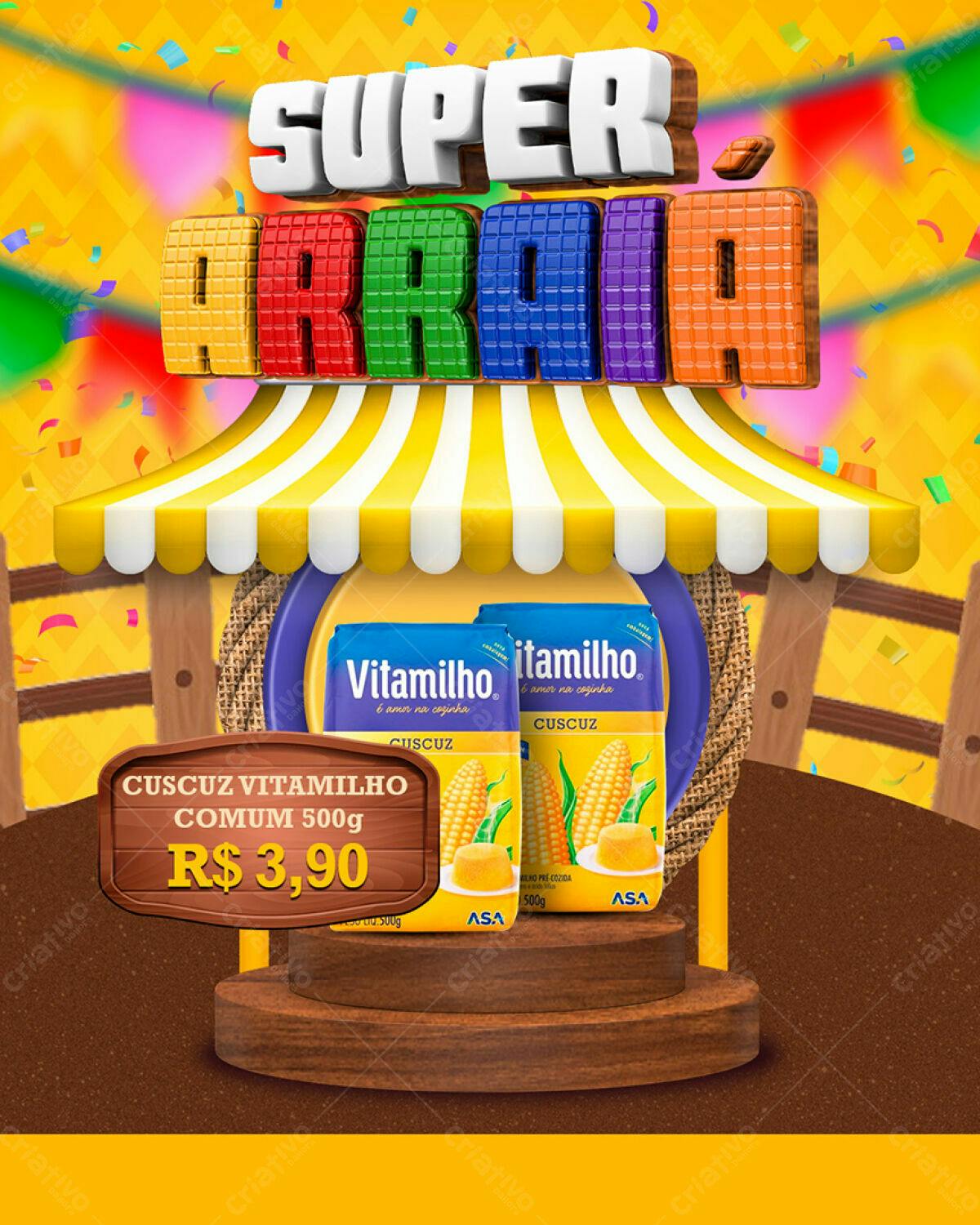 Flyer Festa Junina Super Arraial PSD Editável