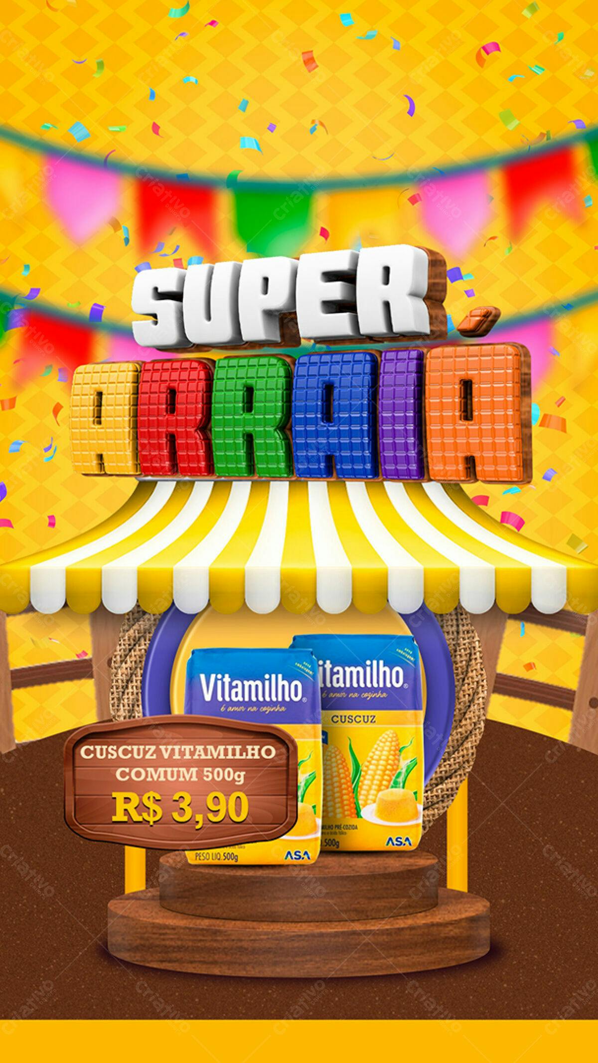 Flyer Festa Junina Super Arraiá PSD Editável