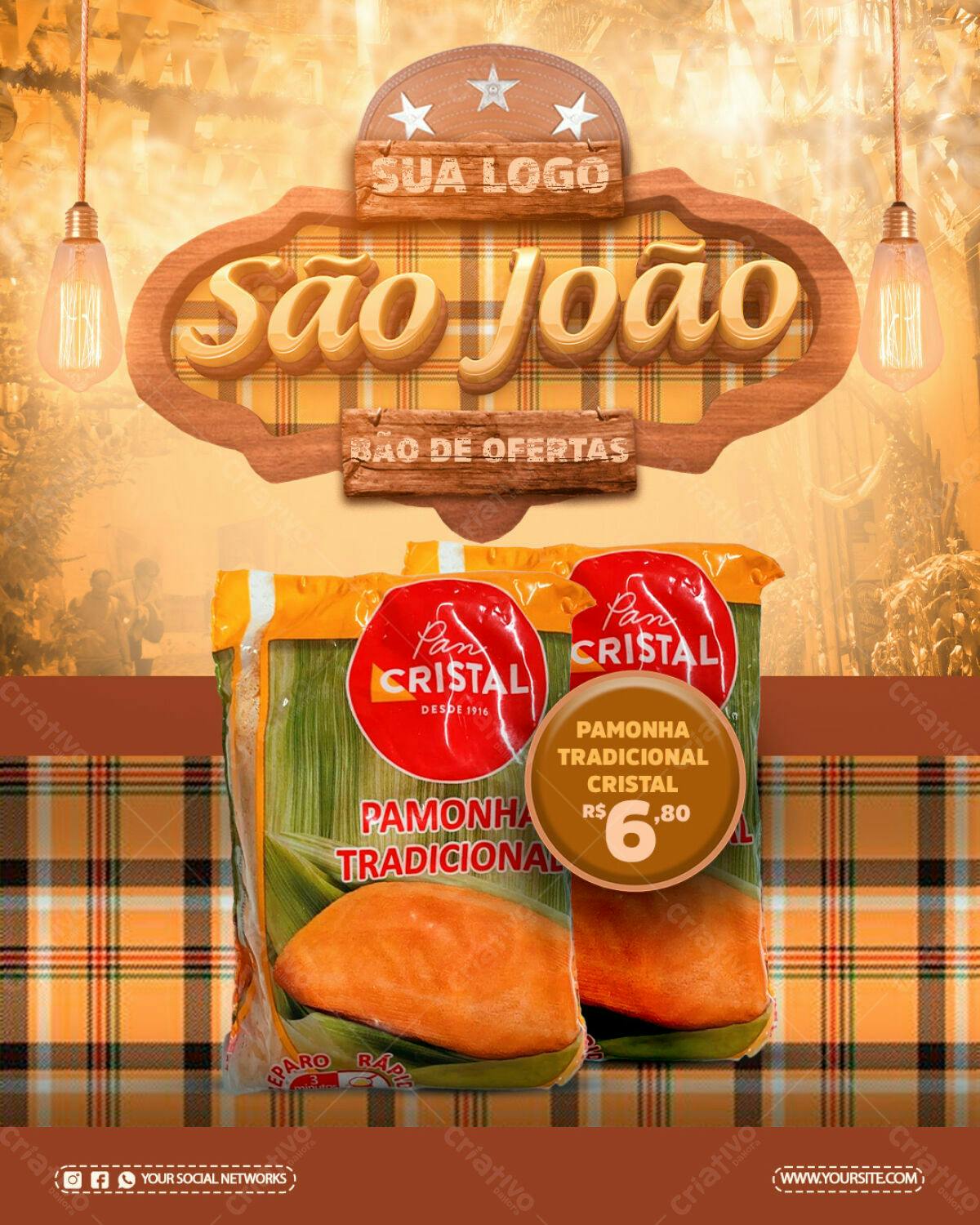 Flyer Festa Junina com Pamonha PSD Editável