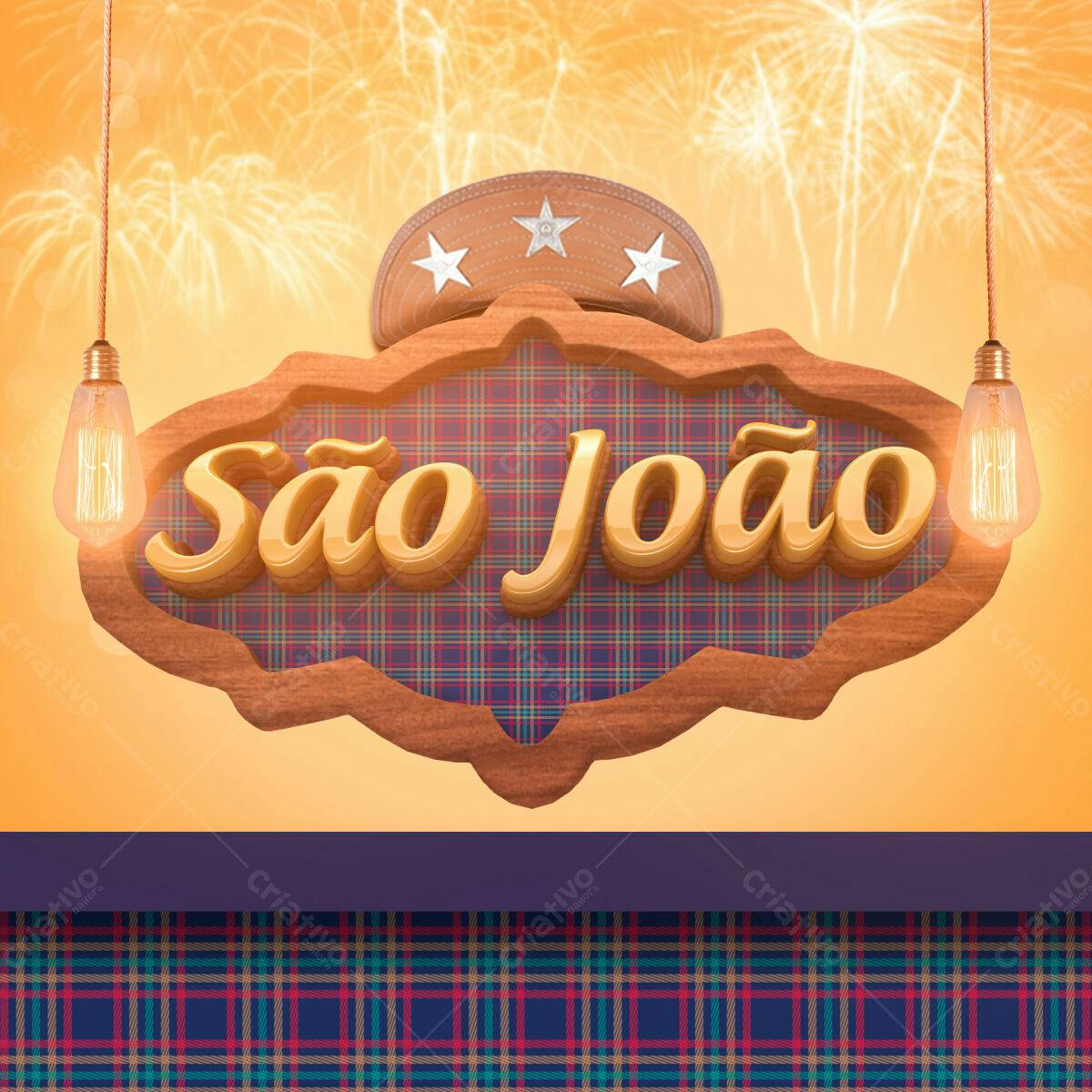 Placa de São João PSD Editável