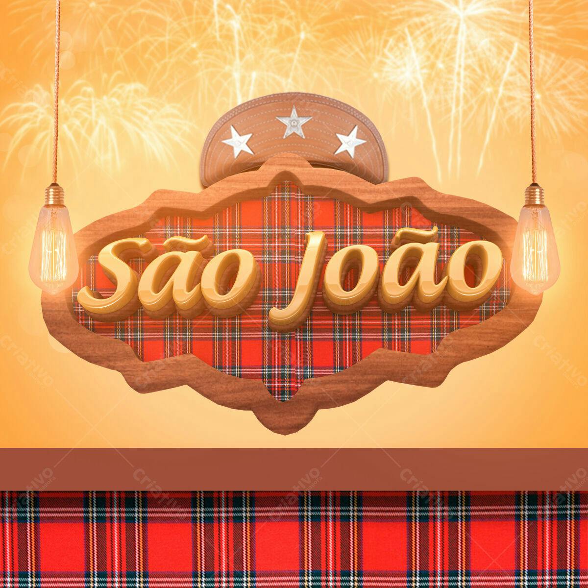 Placa São João Festa Junina PSD Editável
