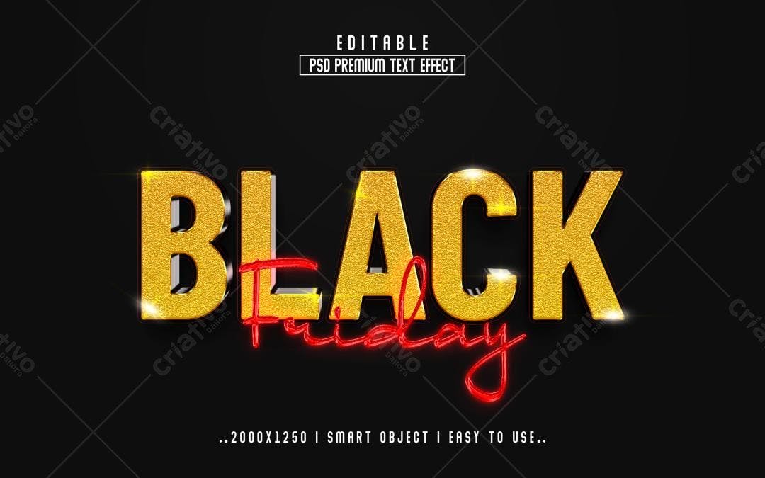 Selo 3D promocional Black Friday dourado e vermelho