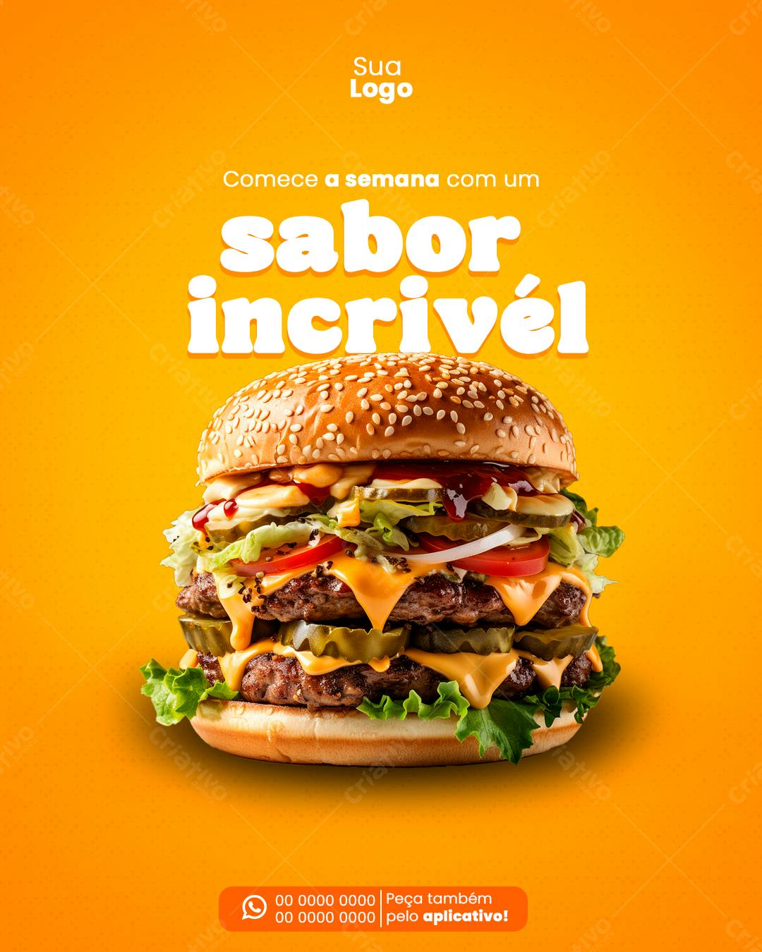 Post para Redes Sociais Hambúrguer PSD Editável
