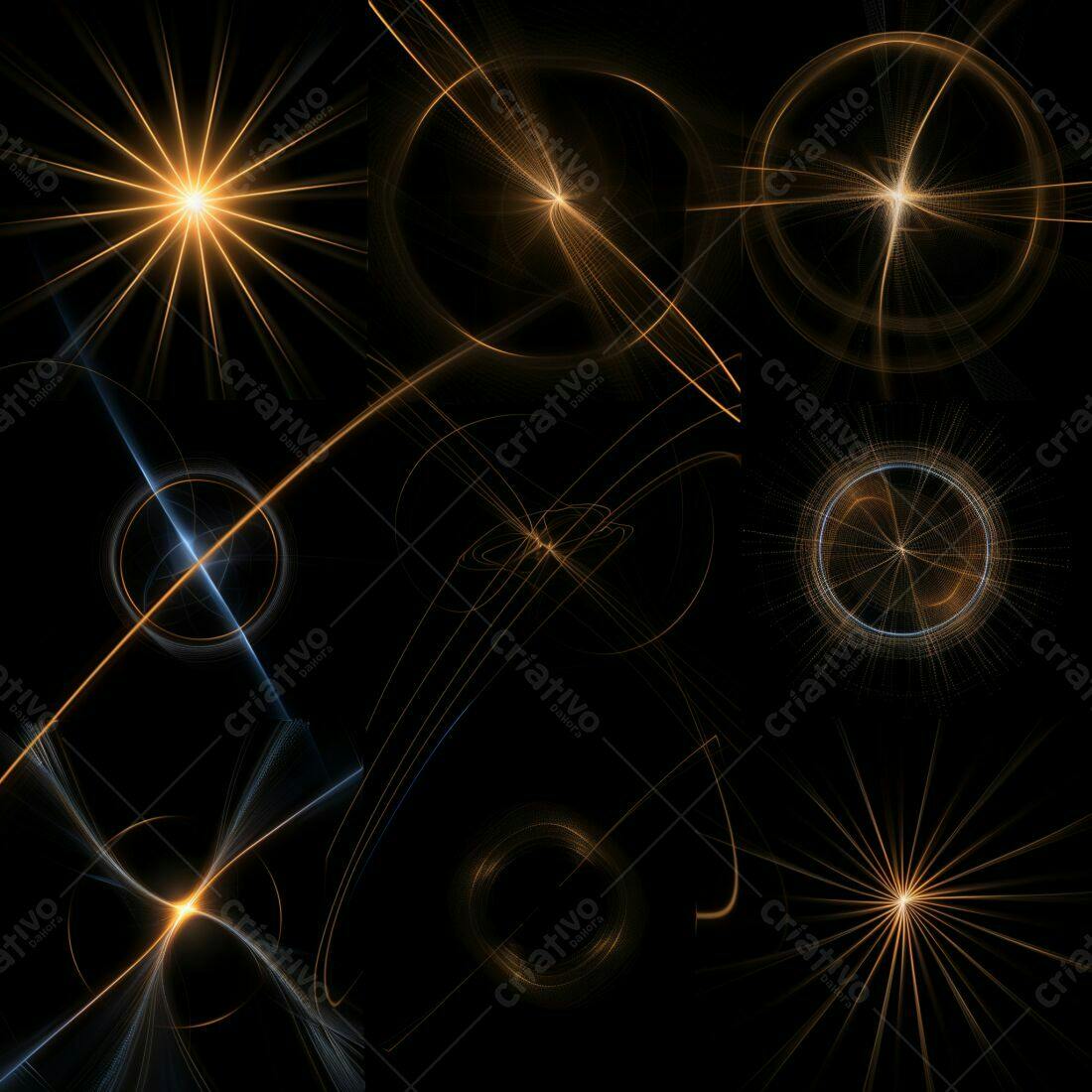 Efeitos de Luz Dourada e Azul Escuro Abstrato