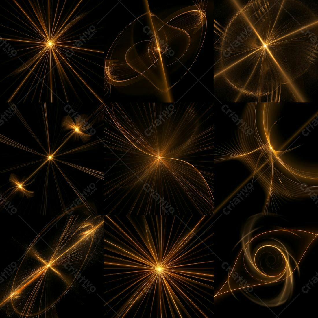 Luzes douradas abstratas fundo preto