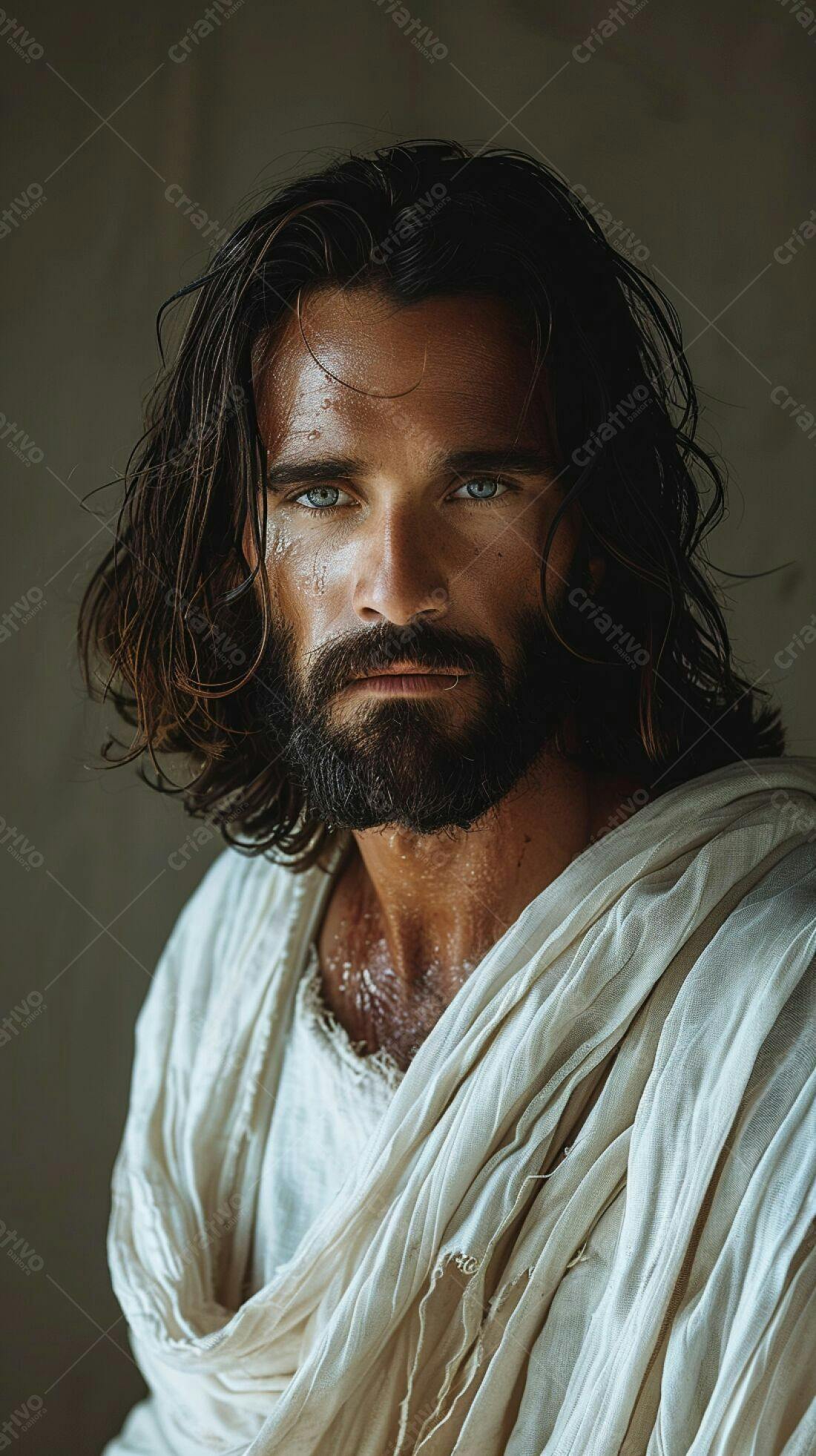 Homem barbudo com olhos azuis retrato