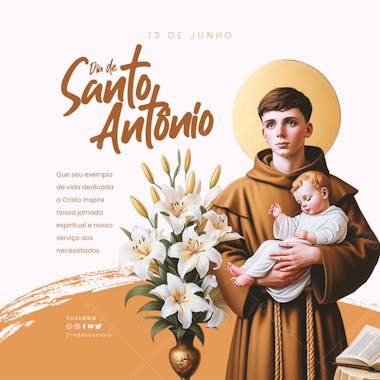 Social media dia de santo antônio vida dedicada a cristo