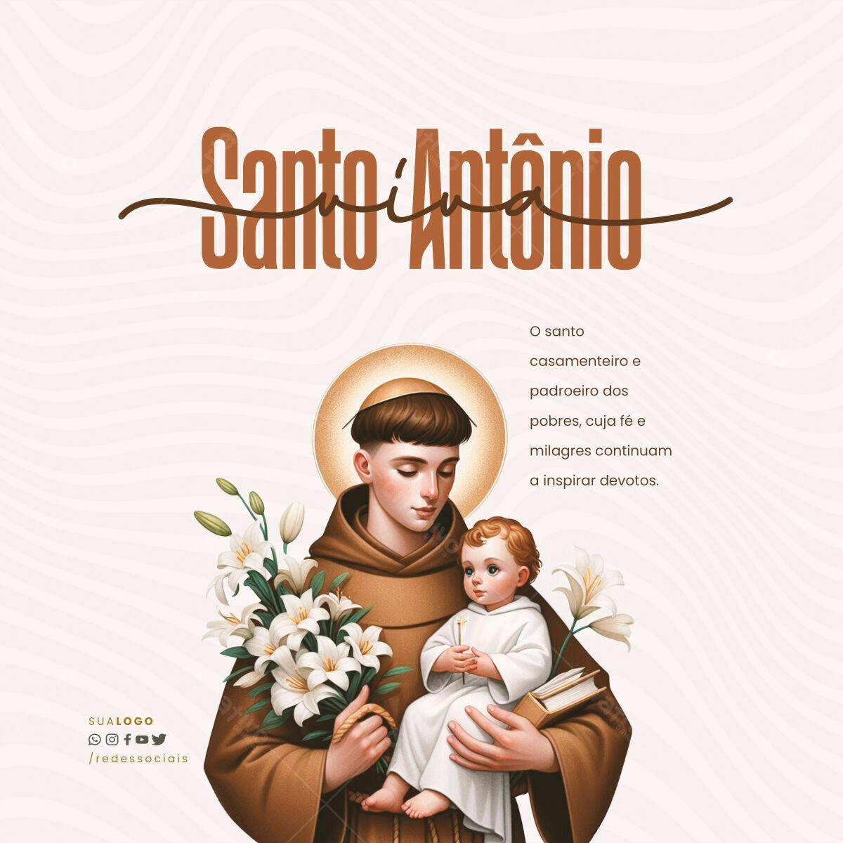 Arte Religiosa Dia de Santo Antônio PSD Editável