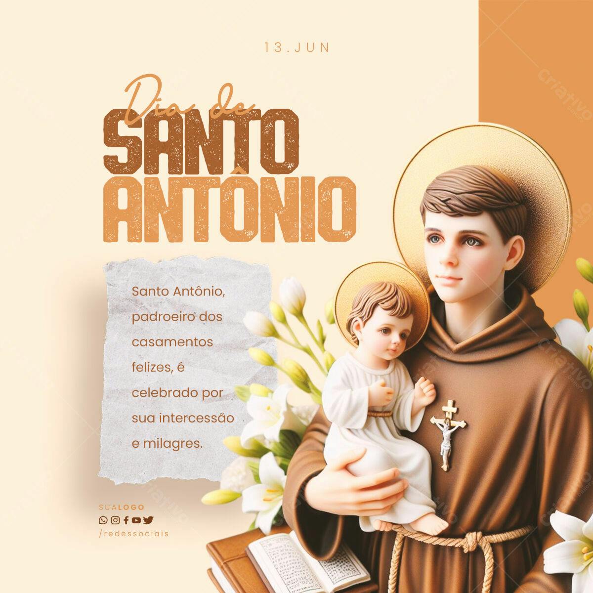 Postagem Dia de Santo Antônio PSD Editável