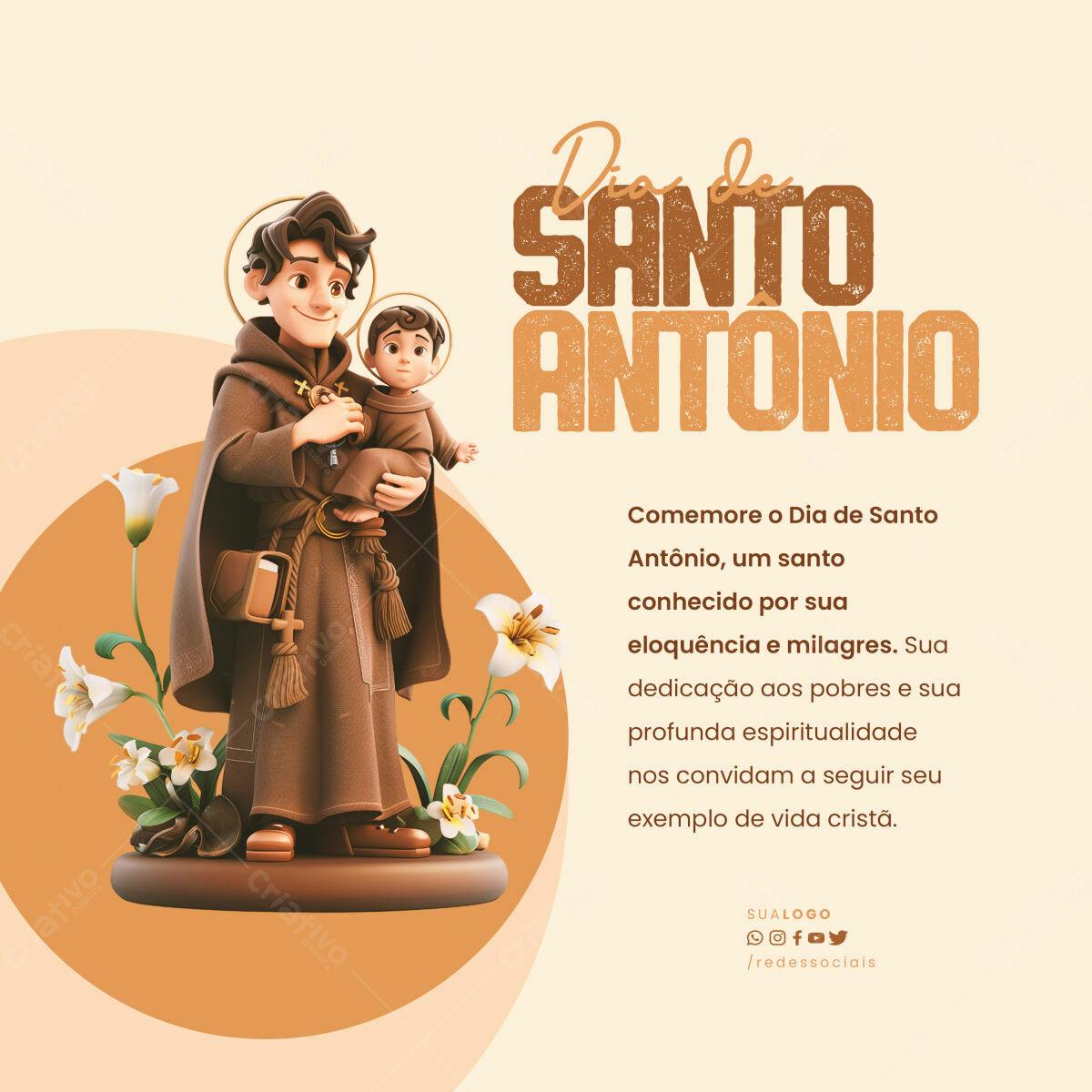 Postagem Dia de Santo Antônio PSD Editável