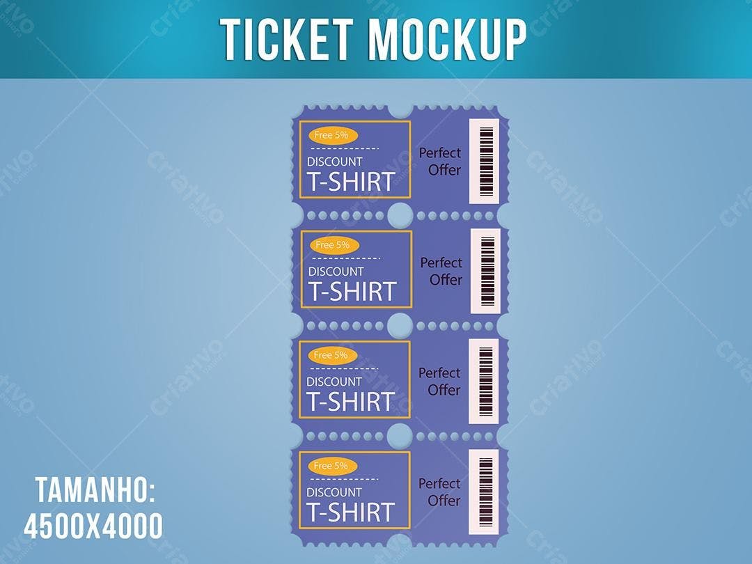 Mockup de Ticket para Desconto em Camiseta - Estilo Moderno