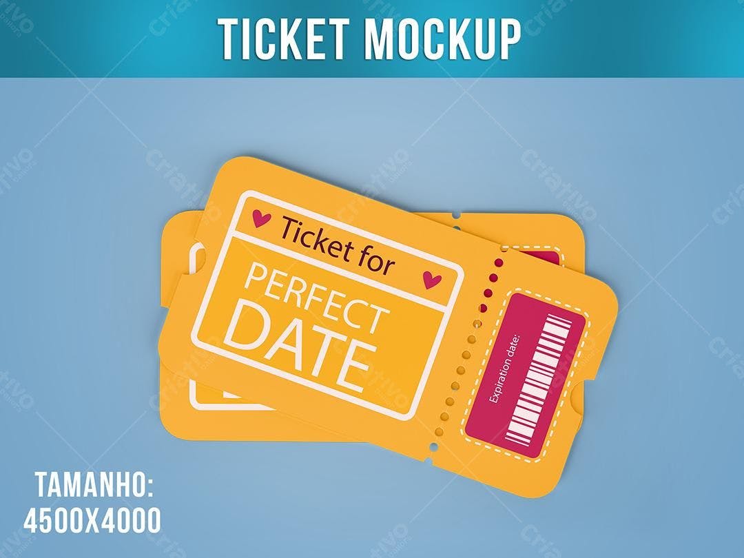 Mockup de Ingressos Românticos em Amarelo