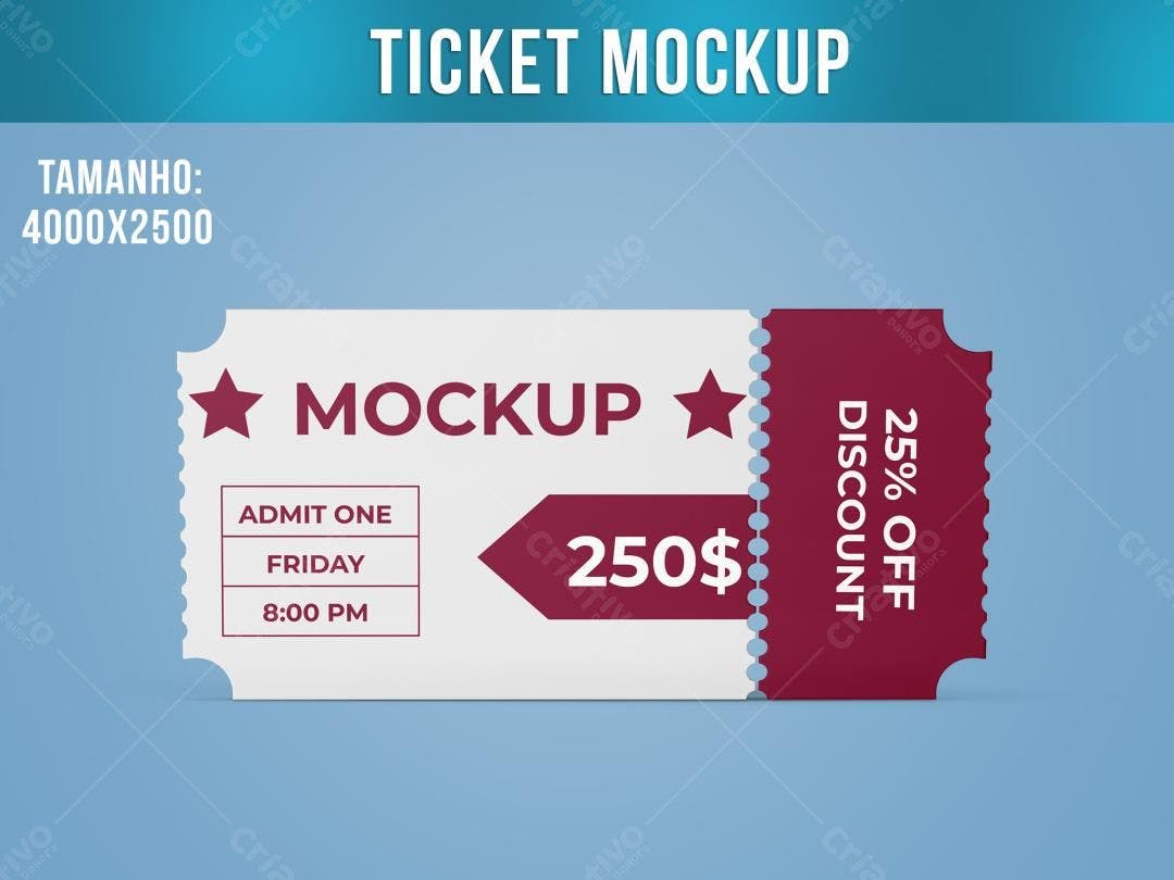 Mockup Ingresso com Desconto: Branco e Bordô