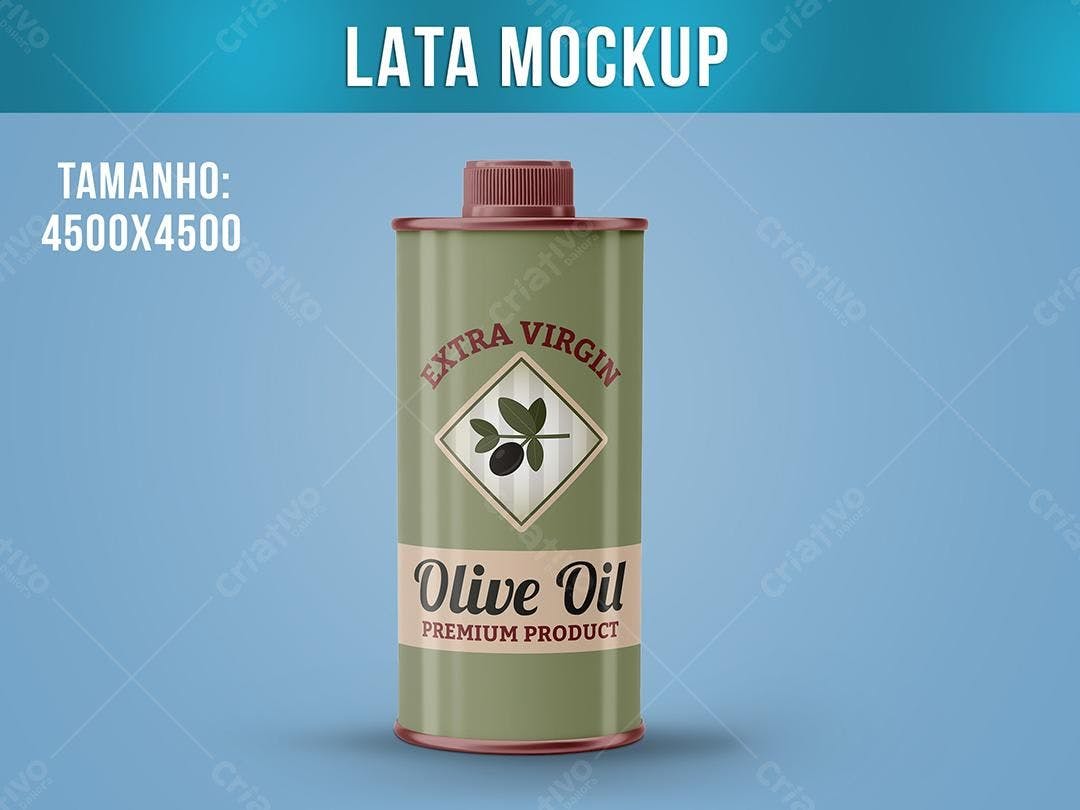 Mockup de Lata de Azeite: Design Vintage em Verde Oliva