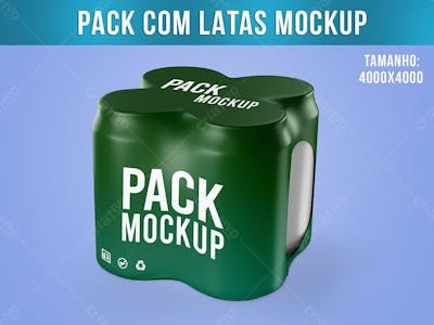 Pack fardo Com Latas de cerveja ou refrigerante Mockup