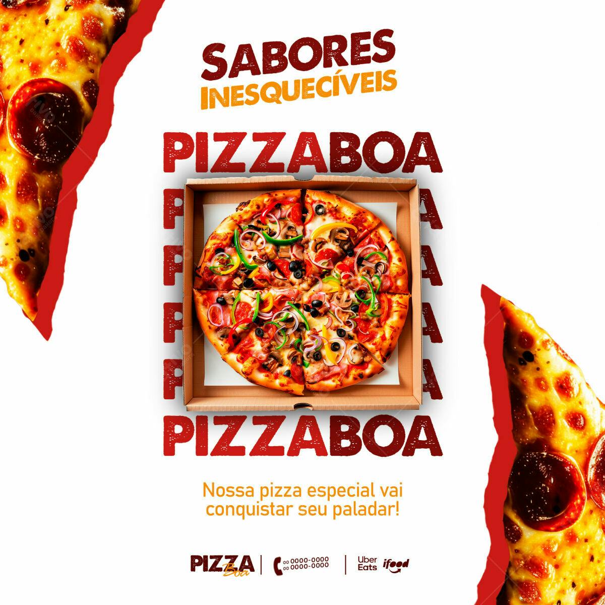 Post para Redes Sociais Pizza PSD Editável