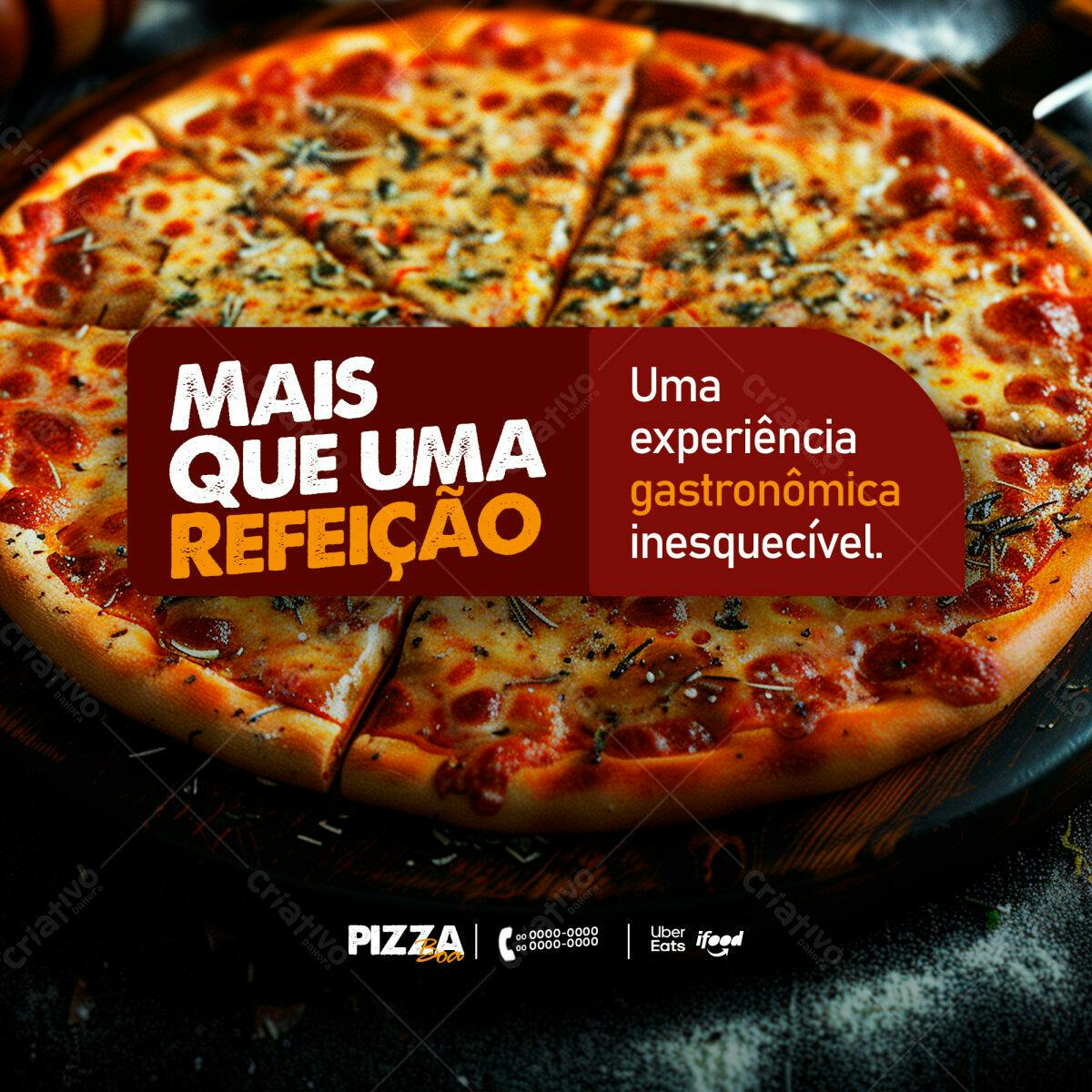 Post de Pizza para Redes Sociais PSD Editável