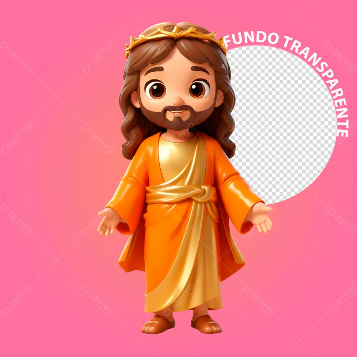 Ilustração Jesus Cartoon PSD Editável