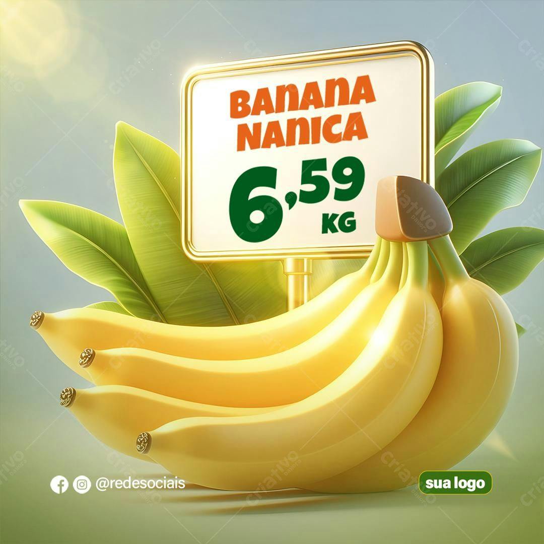 Flyer Promoção Banana Nanica PSD Editável