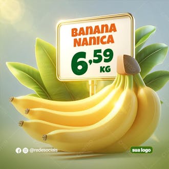 Banana nanica 6,59 social media psd editável
