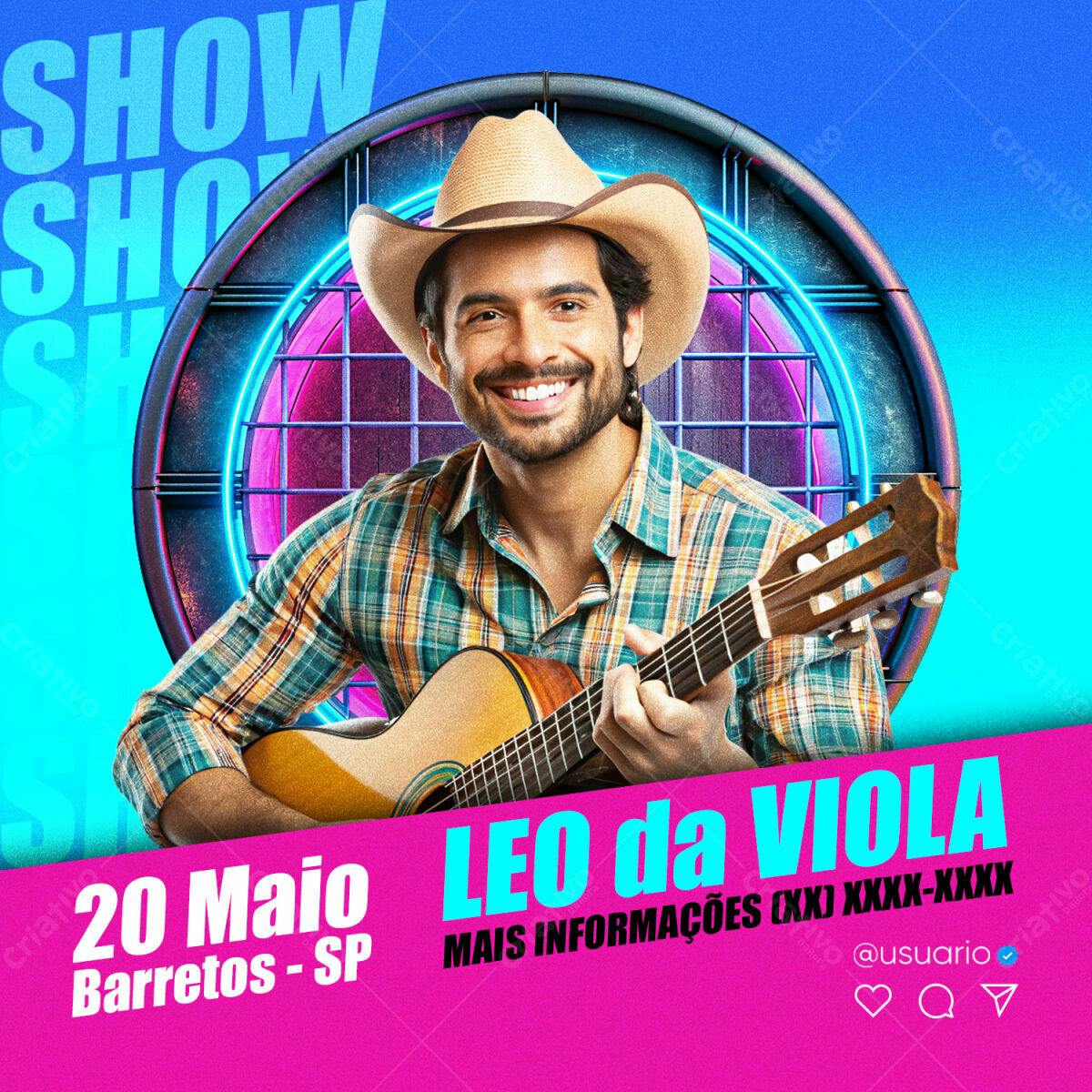 Flyer Show Musical Léo da Viola PSD Editável