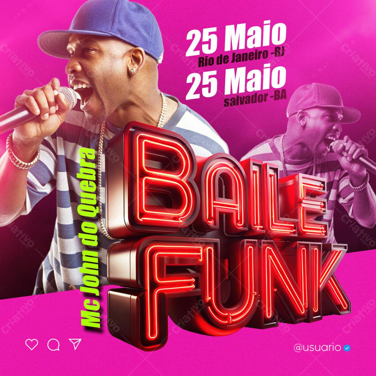Flyer Baile Funk Mc John do Quebra PSD Editável