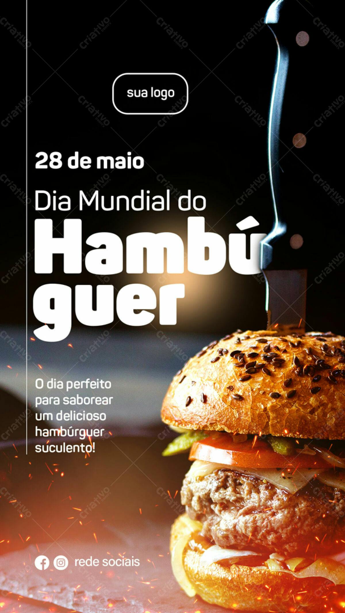 Flyer Dia Mundial do Hambúrguer PSD Editável