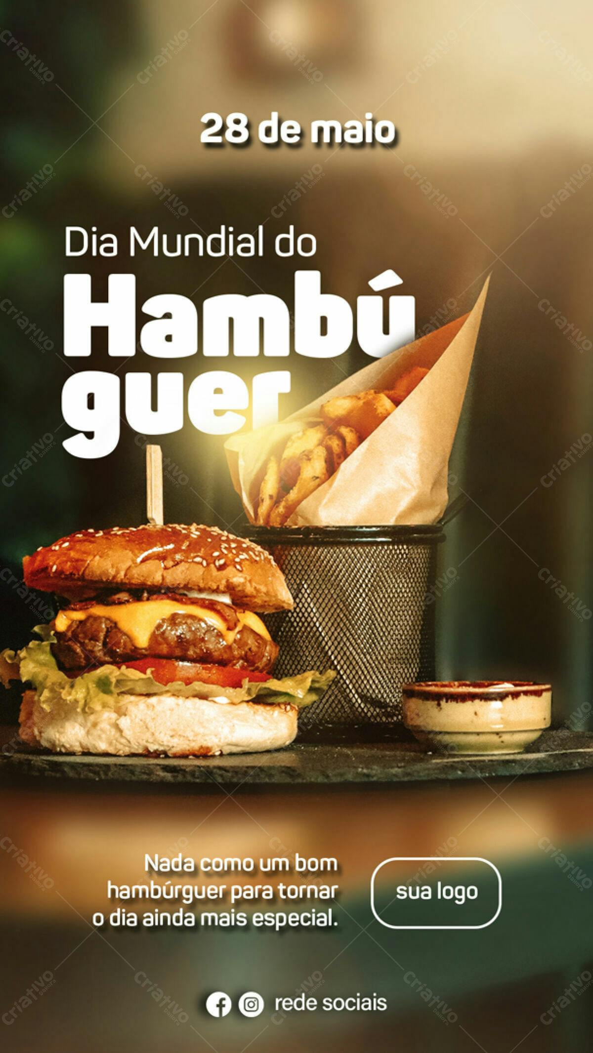 Flyer Dia Mundial do Hambúrguer PSD Editável