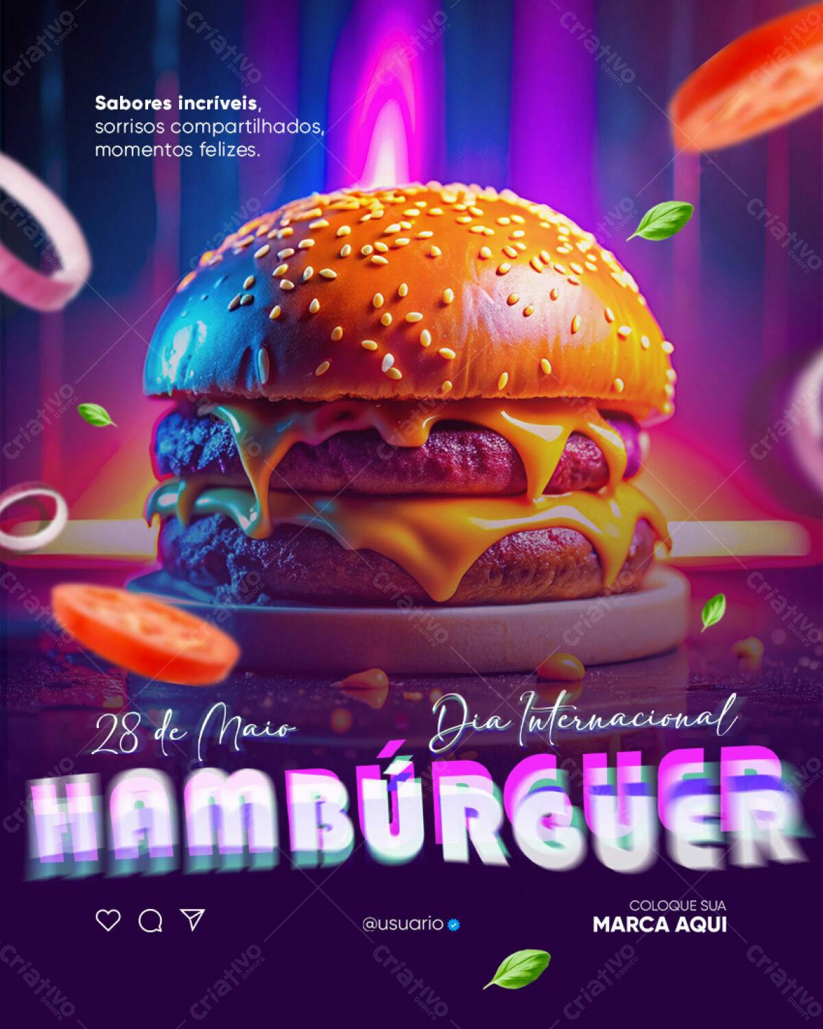 Flyer Dia Internacional do Hambúrguer PSD Editável
