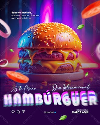 Arte dia 28 de maio dia internacional do hamburguer