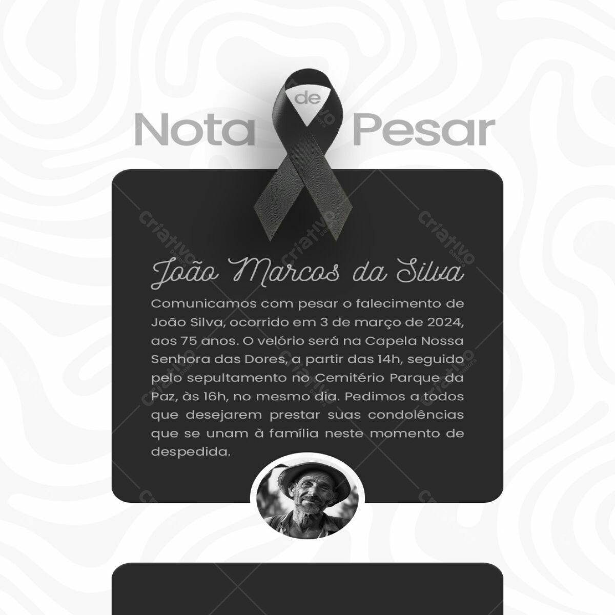 Modelo de Nota de Pesar PSD Editável
